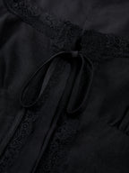 Fly Away Tied Lace Trim Linen Tank Top