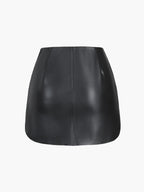 Faux Leather Zippered Mini Skirt