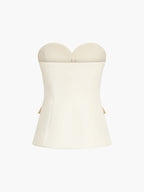 Solid Tube Top With Wide Leg Pants Set