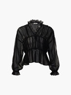 Sheer Chiffon Ruffle Detail Blouse