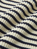 Striped Ruffle-Sleeve Knit Top