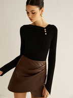 Metal Detail Pleated Blouse