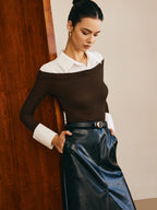 Semi-Sheer Panel Jersey Slim Top