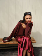 Wool-Blend Loose Sweater With Matching Scarf