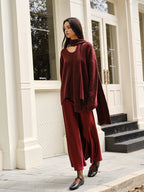 Wool-Blend Loose Sweater With Matching Scarf