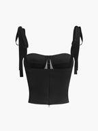 Semi-Sheer Tied Mesh Cami Crop Top