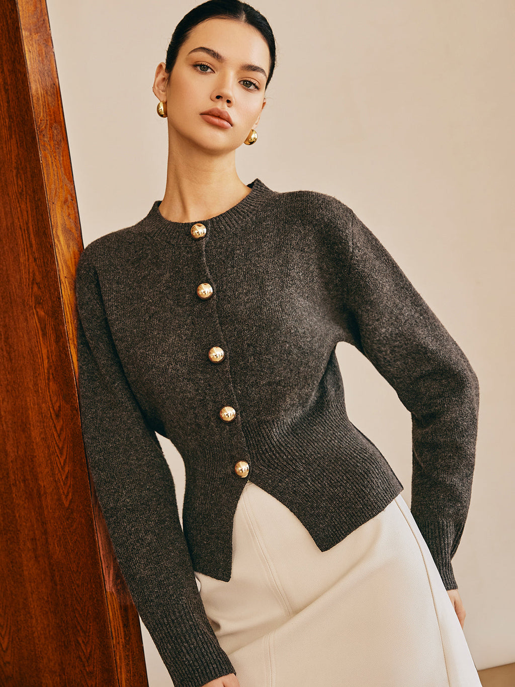 Button Down Split Sweater