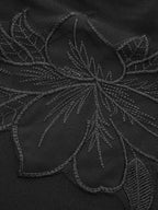 Semi-Sheer Mesh-Floral Slim Jersey Top