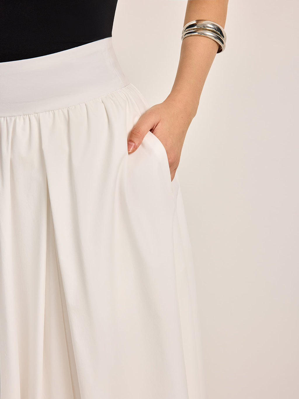 Semi-Sheer Elegant A-Line Pleated Skirt