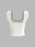 Ruffled Strap Buttoned Smocked Top