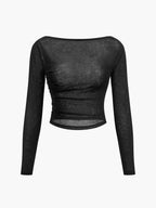 Straight Neck Sheer Panel Jersey Top