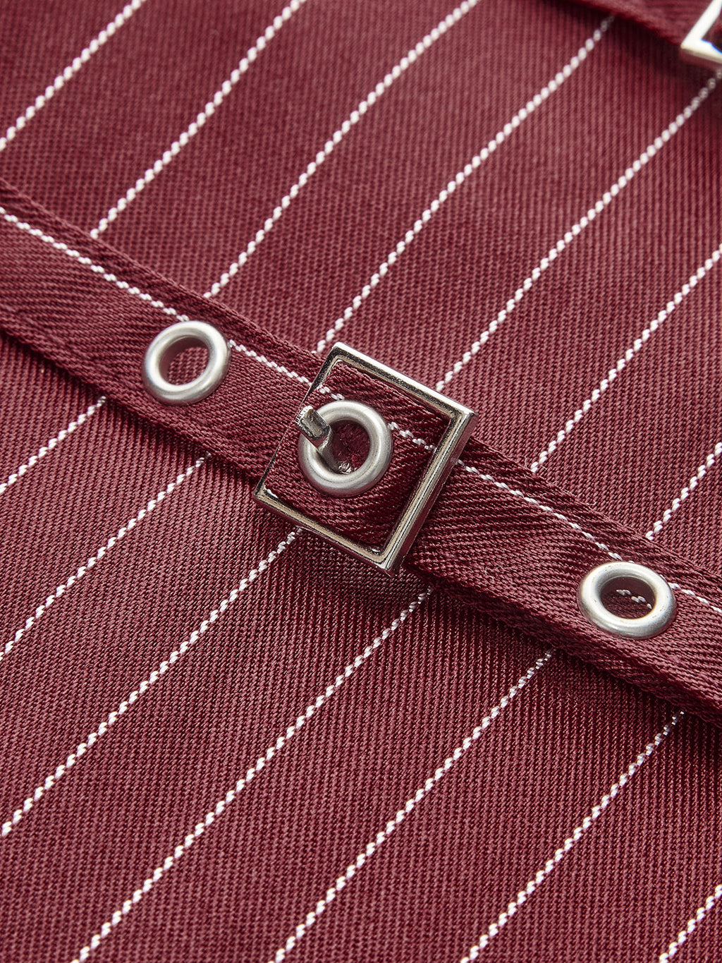 Belt-Decor Pinstripe Skirt