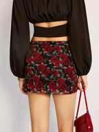 Floral Print Mesh Skirt