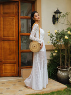 Mid-Waist Semi-Sheer Lace Skirt