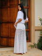 Mid-Waist Semi-Sheer Lace Skirt