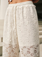Drawstring Mid-Waist Lace Pant