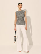 Gingham Ruched Sleeveless Top
