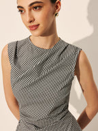 Gingham Ruched Sleeveless Top