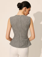 Gingham Ruched Sleeveless Top