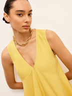 Cotton & Linen V-Neck Peplum Top