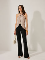 Cotton & Linen Halter Neck Backless Top