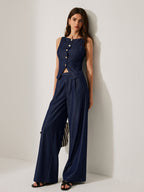 Button-Front Sleeveless Vest