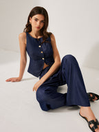 Button-Front Sleeveless Vest