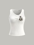Ribbed Knit Top With Metal Detail