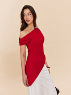 Cotton & Linen One-Shoulder Top