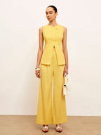 Linen & Cotton Mid-Waist Dress Pants