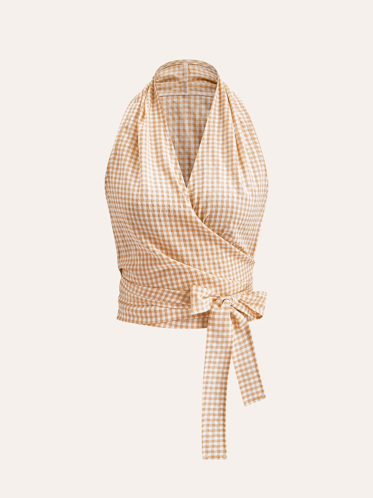 Gingham Halter Wrap Top