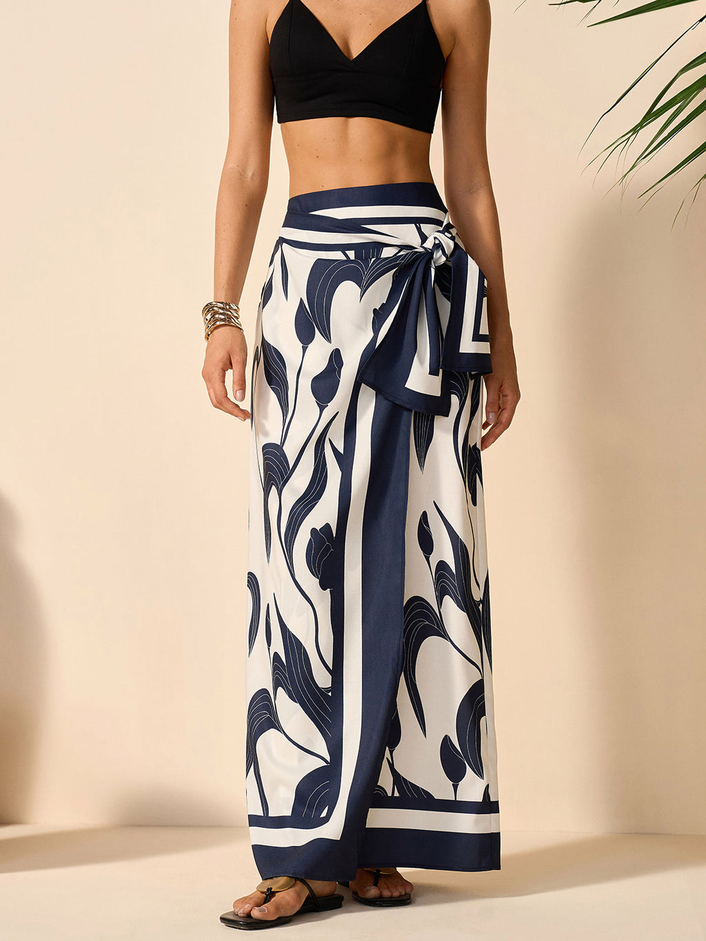 Floral Print Tie-Waist Skirt