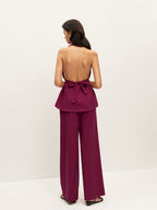 Halter Neck Belted Pocketed Pants Set