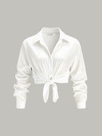Long-Sleeve Spread Collar Buttoned Shirt