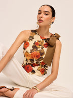 Floral Print Bow Detail Tank Top