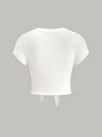 Knot Front V-Neck T-Shirt