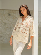 Semi-Sheer Floral Lace Top