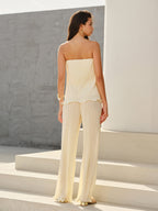 Mid-Rise Vertical Pleated Pants