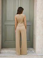 Mid-Waist Drawstring Wide-Leg Sweatpants