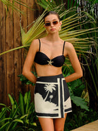 Print Wrap Mid-Waist Skirt