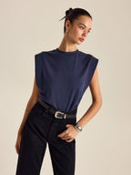 Cotton Crew Neck Sleeveless Top
