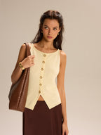 Knit Button-Front Tank Top