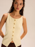 Knit Button-Front Tank Top