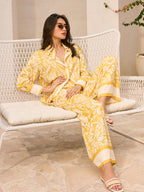 Patterned Mid-Waisted Wide-Leg Pants