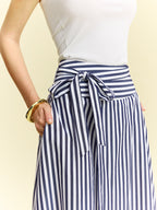 Striped Wrap-Around Midi Skirt