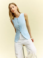 Sleeveless Button-Front Vest
