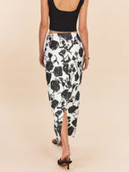 Floral Print Back Slit Skirt