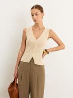 Knit Button-Front Vest