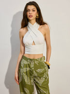 Cross Halter Cut-Out Tank Top
