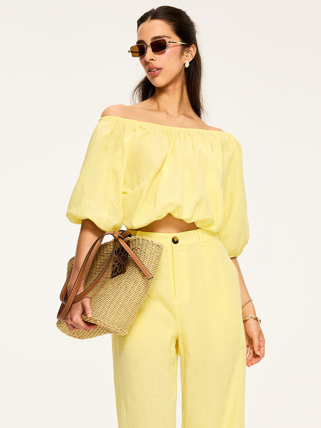 Puff-Sleeve Back-Tie Blouse